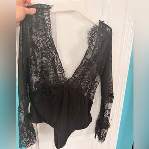 Elegant Black Lace Bodysuit